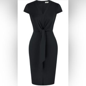 GRACE KARIN Dresses Cap Sleeve Tie Waist Work Dress Slit V-Neck Bodycon Dress z4